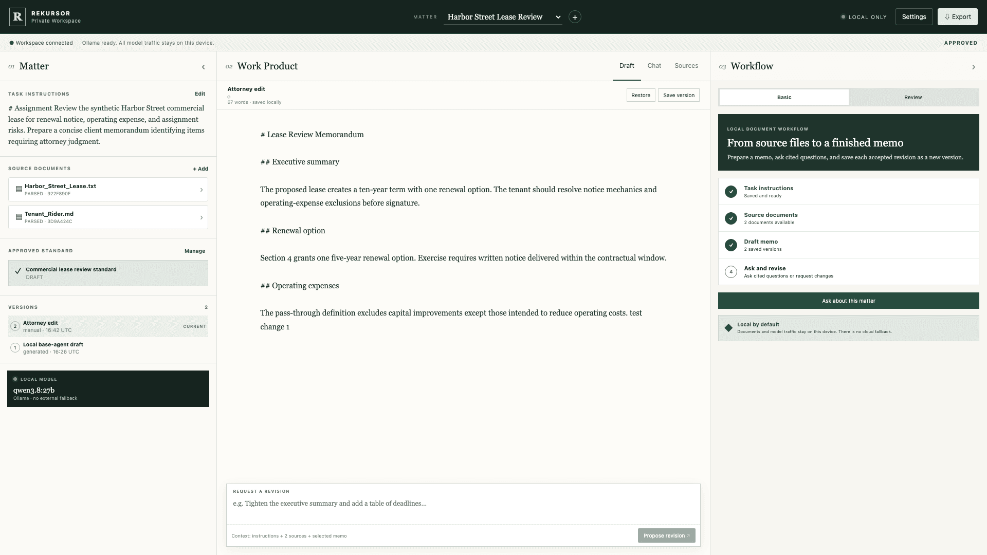The Private Associate persistent matter workspace